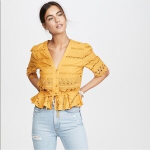 Anthropologie- Rahi Cotton and Crochet Top Size M